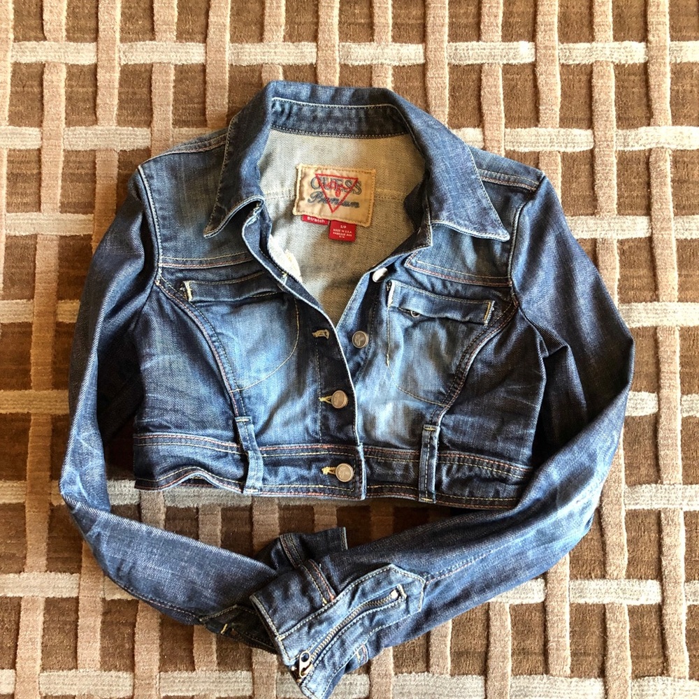 GUESS Cropped Denim Jacket, Size S